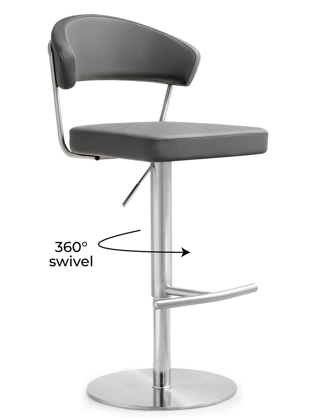 Cosmo Grey Stainless Steel Barstool