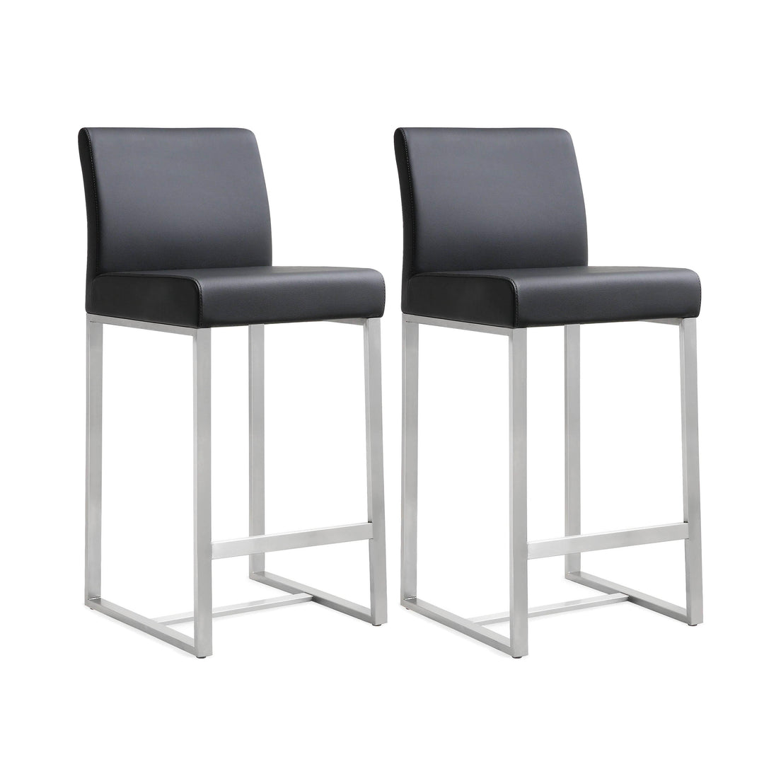 Denmark Black Stainless Steel Counter Stool - Set of 2