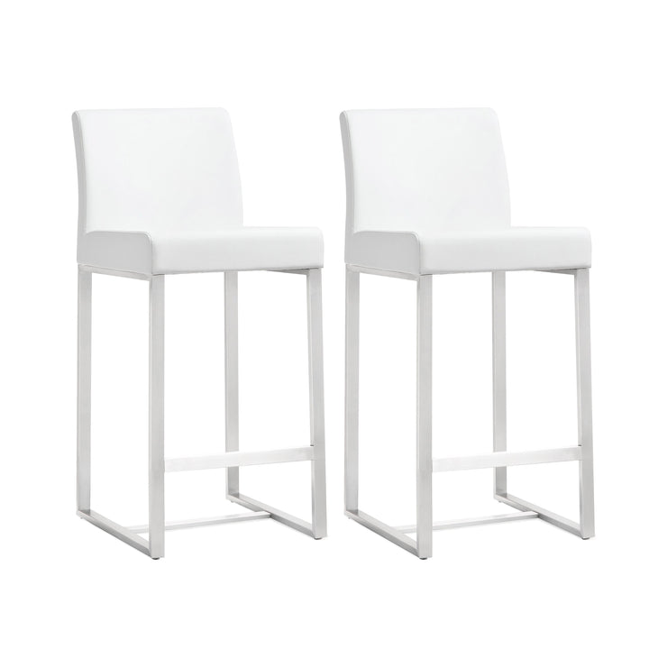 Denmark White Stainless Steel Counter Stool - Set of 2