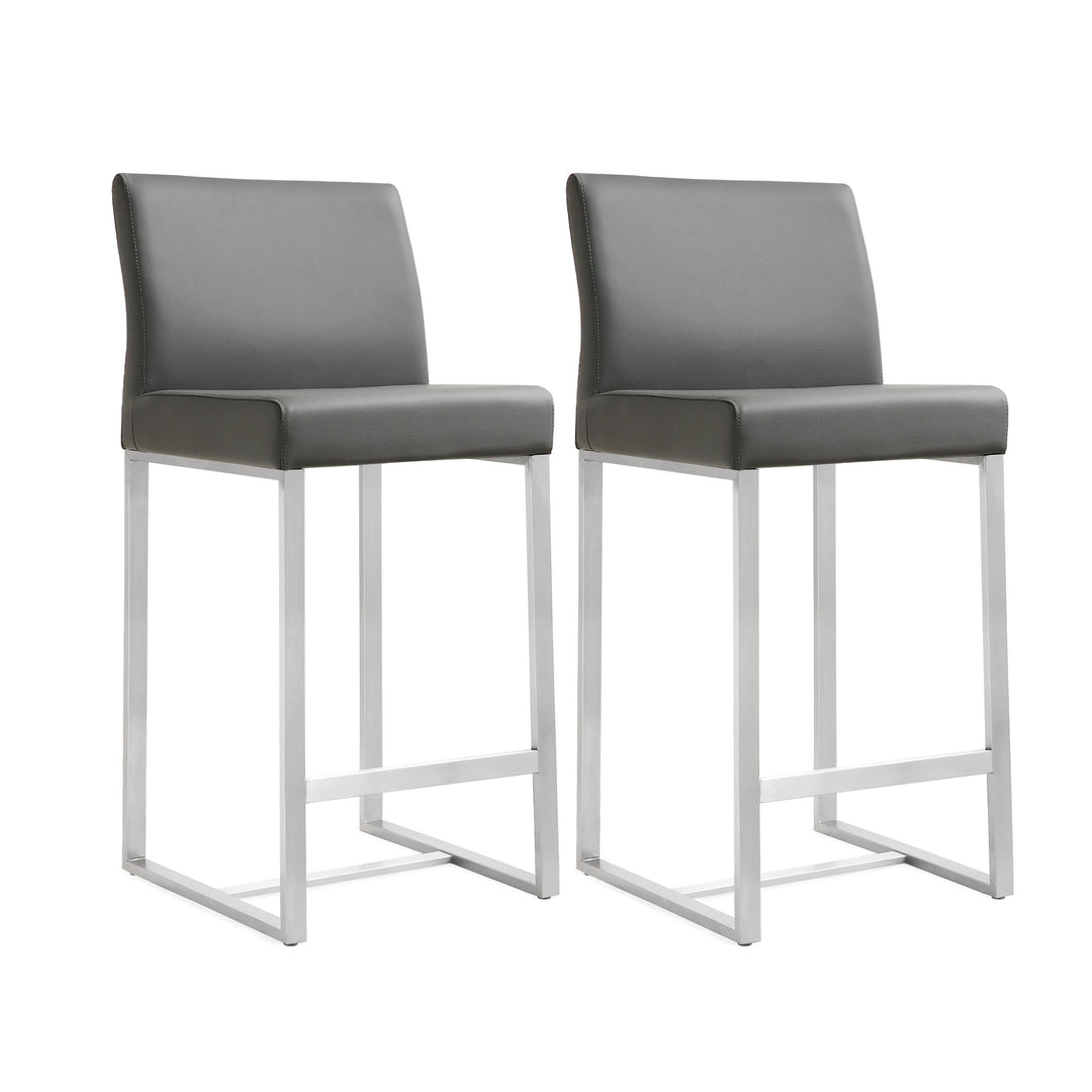 Denmark Grey Stainless Steel Counter Stool - Set of 2