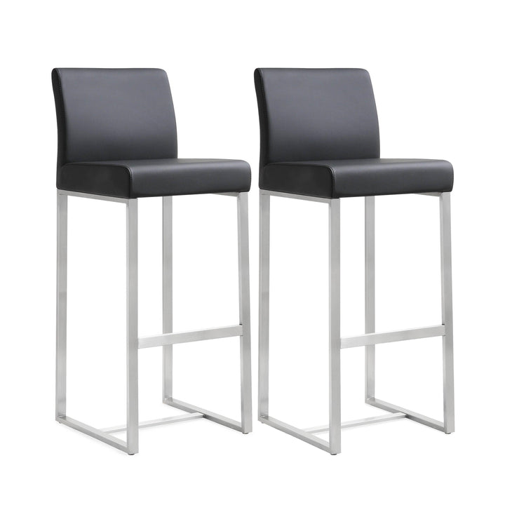 Denmark Black Stainless Steel Barstool - Set of 2