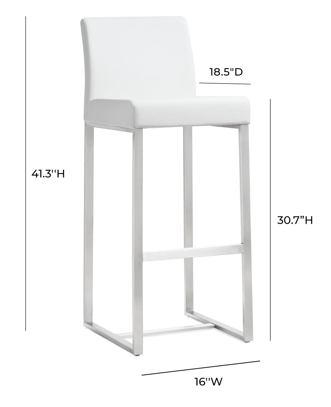 Denmark White Stainless Steel Barstool - Set of 2