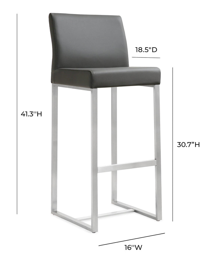 Denmark Grey Stainless Steel Barstool - Set of 2