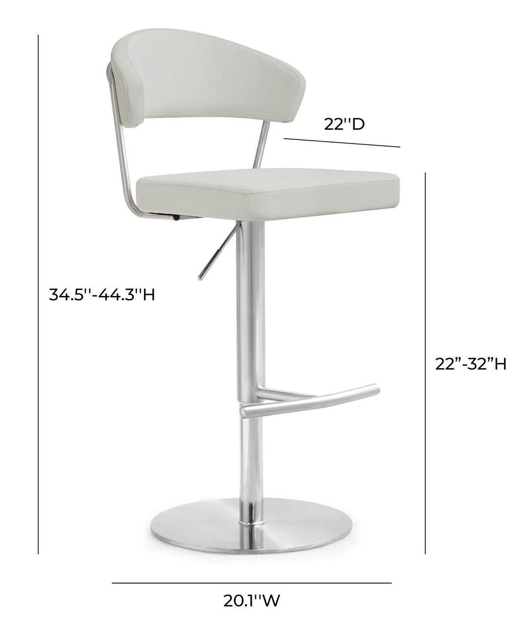 Cosmo Light Grey Stainless Steel Barstool