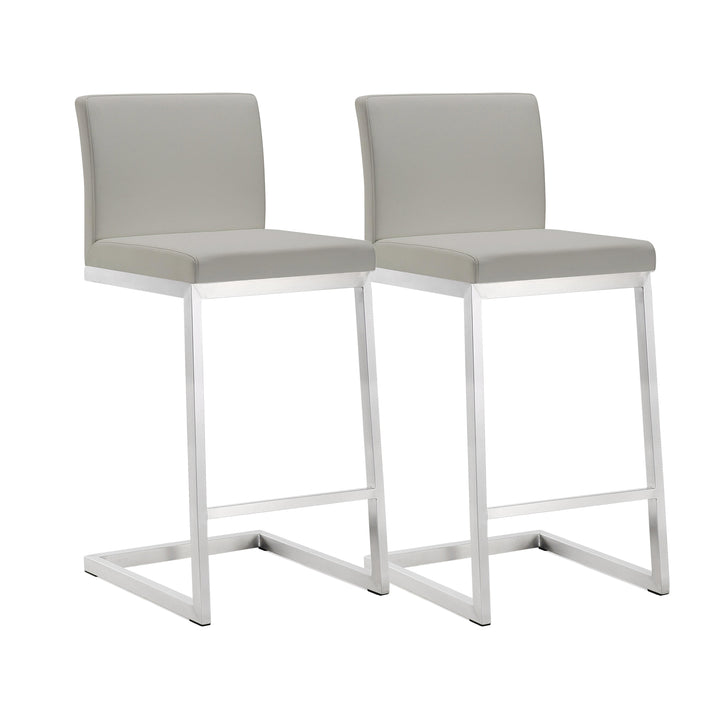 Parma Light Grey Stainless Steel Counter Stool - Set of 2