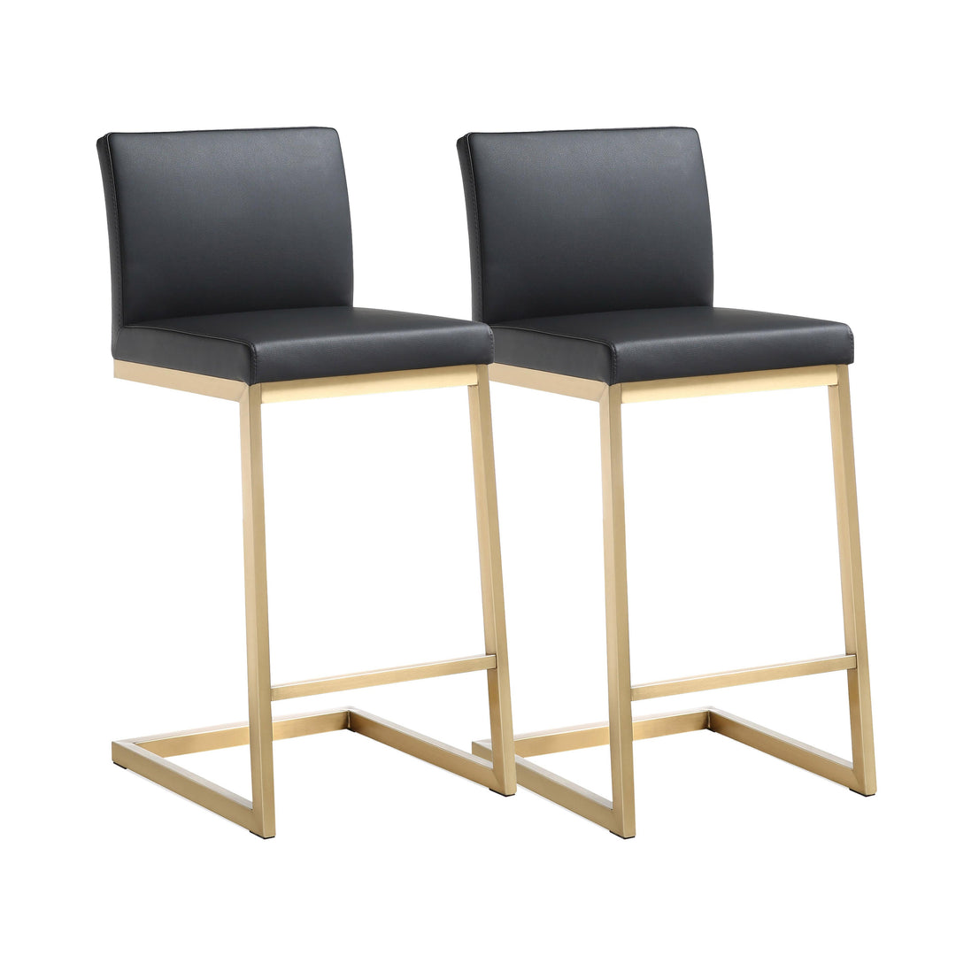 Parma Black Gold Steel Counter Stool - Set of 2