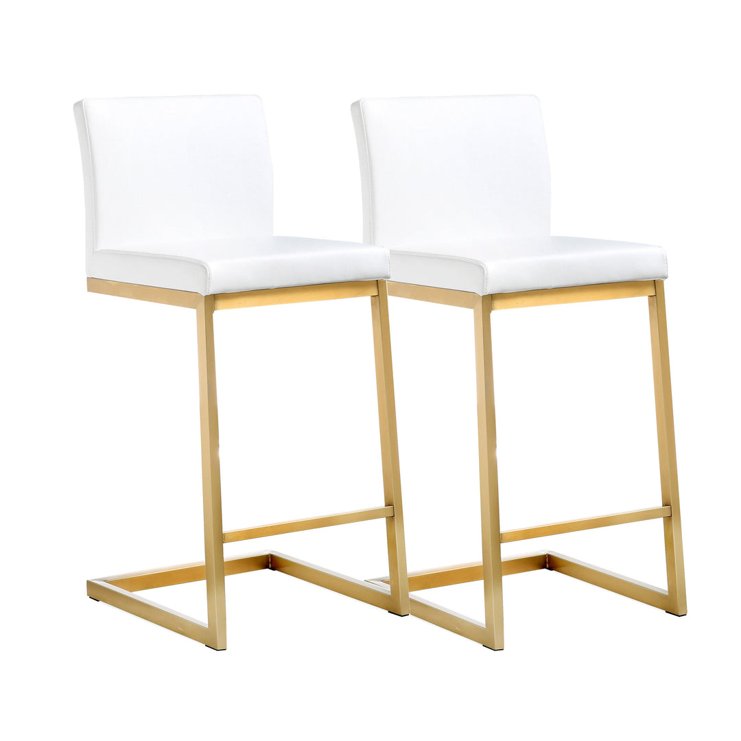 Parma White Gold Steel Counter Stool - Set of 2