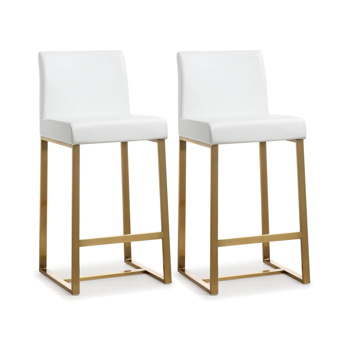 Denmark White Gold Steel Counter Stool - Set of 2