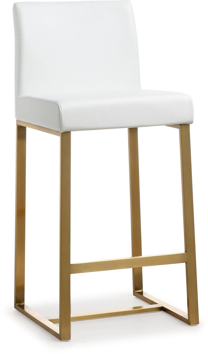 Denmark White Gold Steel Counter Stool - Set of 2