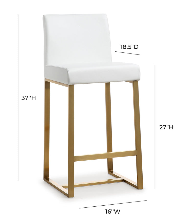 Denmark White Gold Steel Counter Stool - Set of 2