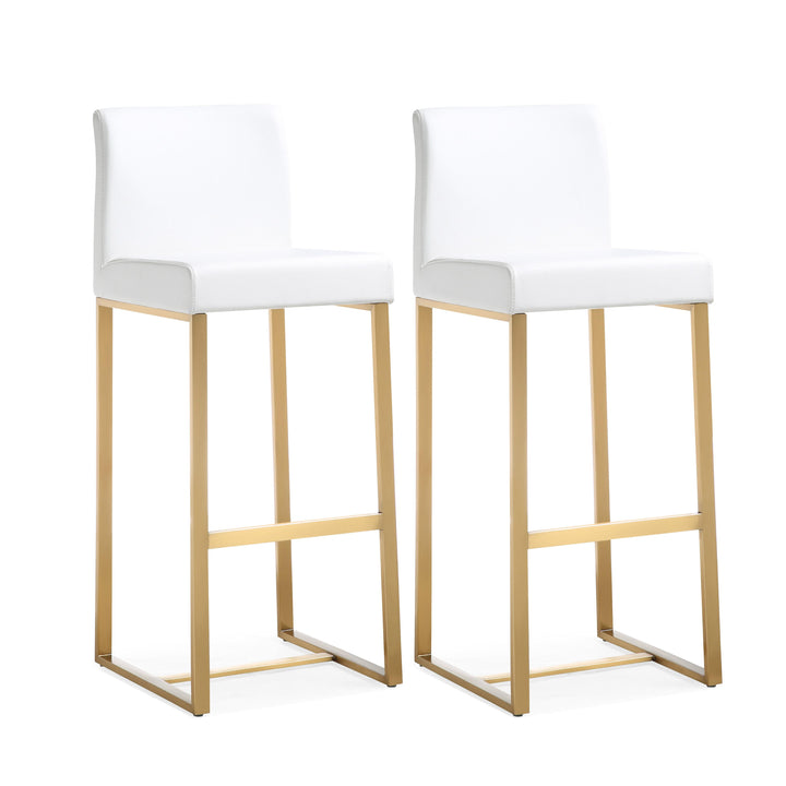 Denmark White Gold Steel Barstool - Set of 2