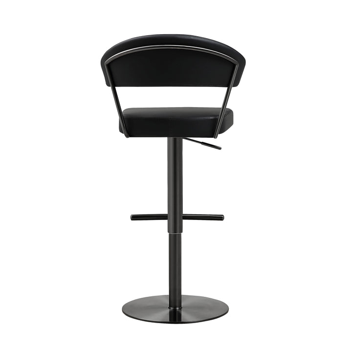 Cosmo Black Performance Vegan Leather on Black Steel Barstool