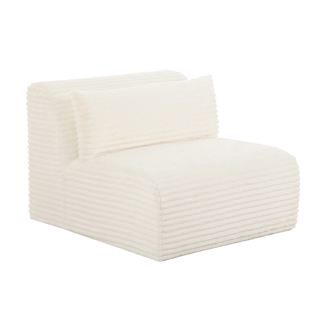 Tarra Fluffy Oversized Cream Corduroy Modular Armless Chair