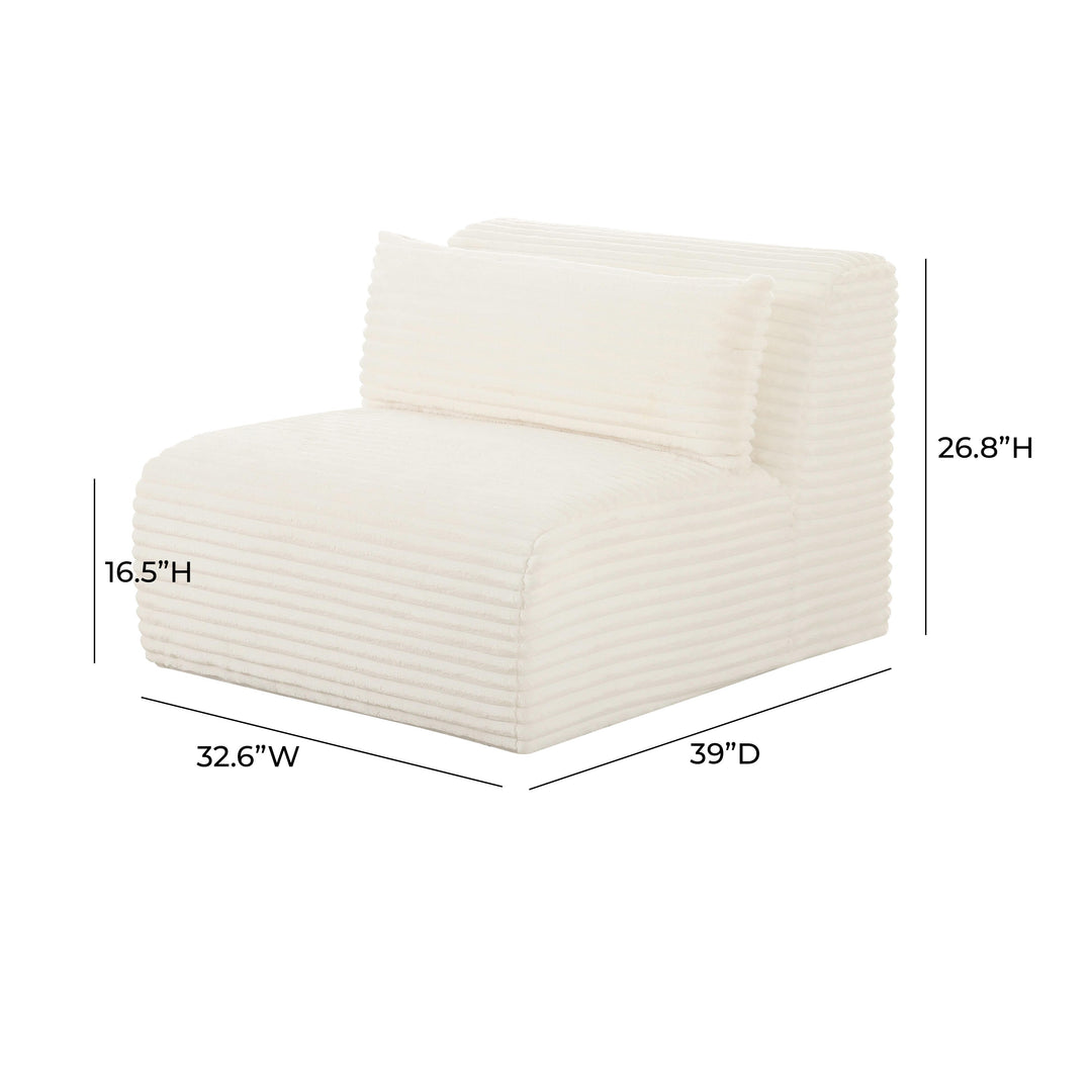 Tarra Fluffy Oversized Cream Corduroy Modular Armless Chair