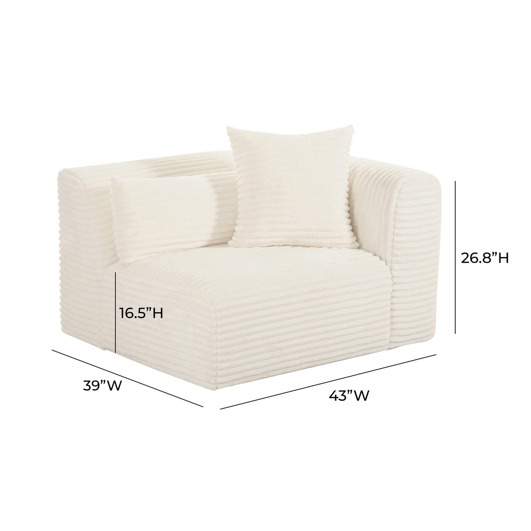 Tarra Fluffy Oversized Cream Corduroy Modular RAF Corner Chair