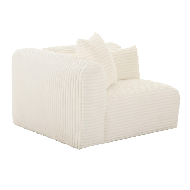 Tarra Fluffy Oversized Cream Corduroy Modular LAF Corner Chair