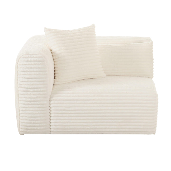 Tarra Fluffy Oversized Cream Corduroy Modular LAF Corner Chair