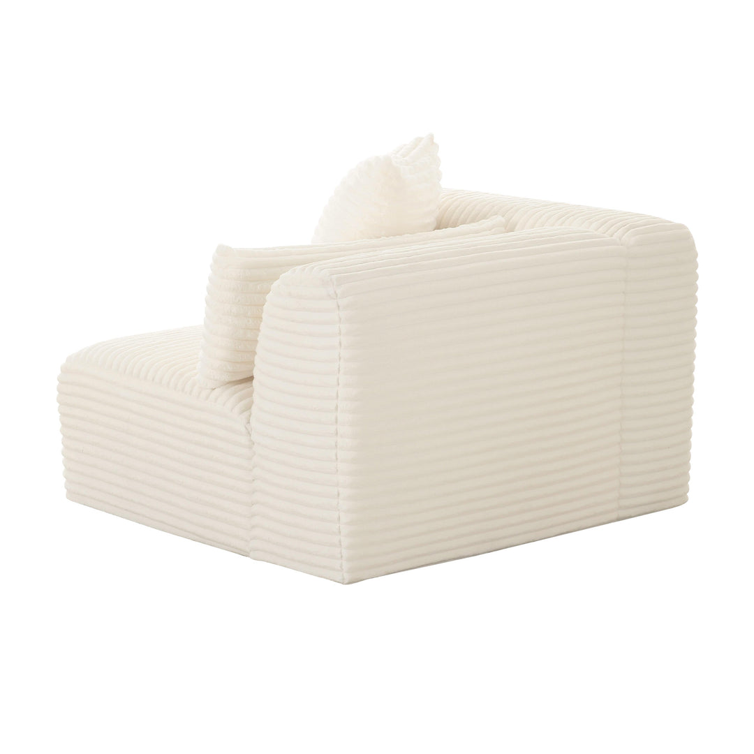 Tarra Fluffy Oversized Cream Corduroy Modular LAF Corner Chair