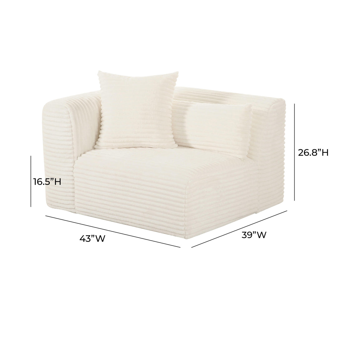 Tarra Fluffy Oversized Cream Corduroy Modular LAF Corner Chair