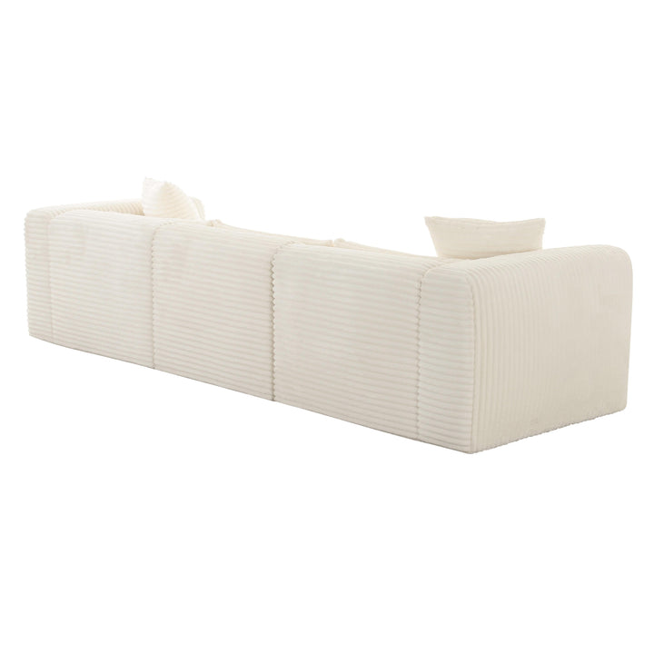 Tarra Fluffy Oversized Cream Corduroy Modular Sofa