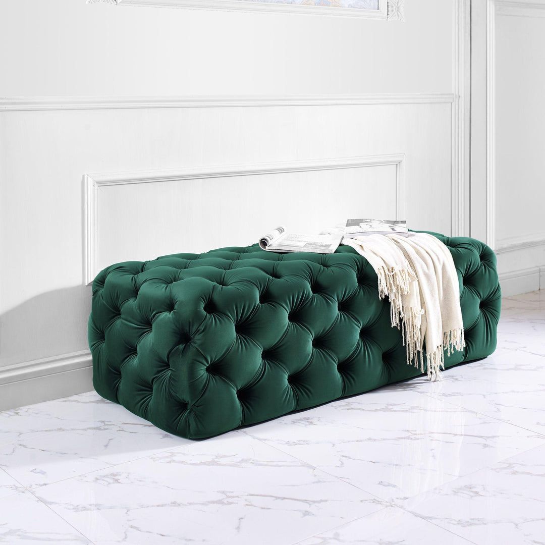 Kaylee Green Velvet Ottoman