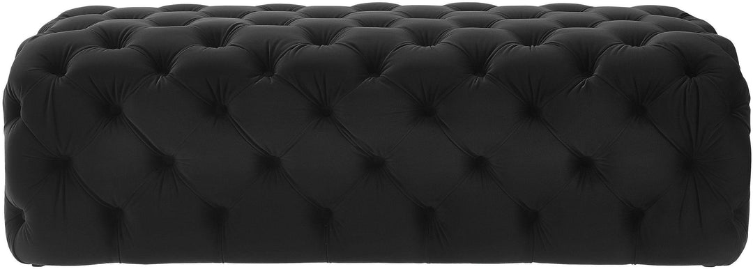 Kaylee Black Velvet Ottoman