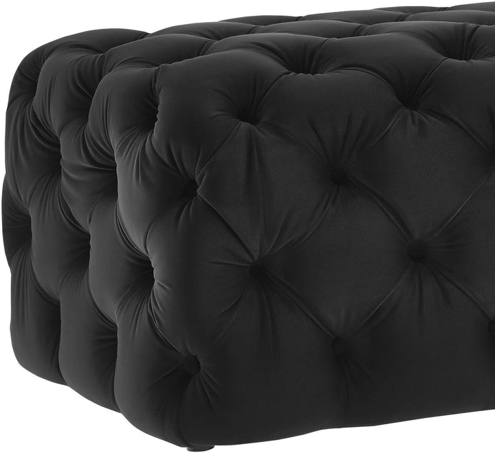 Kaylee Black Velvet Ottoman