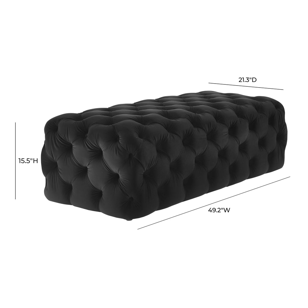 Kaylee Black Velvet Ottoman