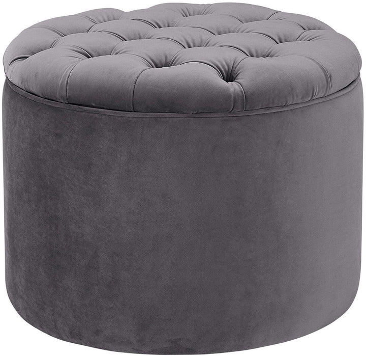 Queen Grey Velvet Storage Ottoman