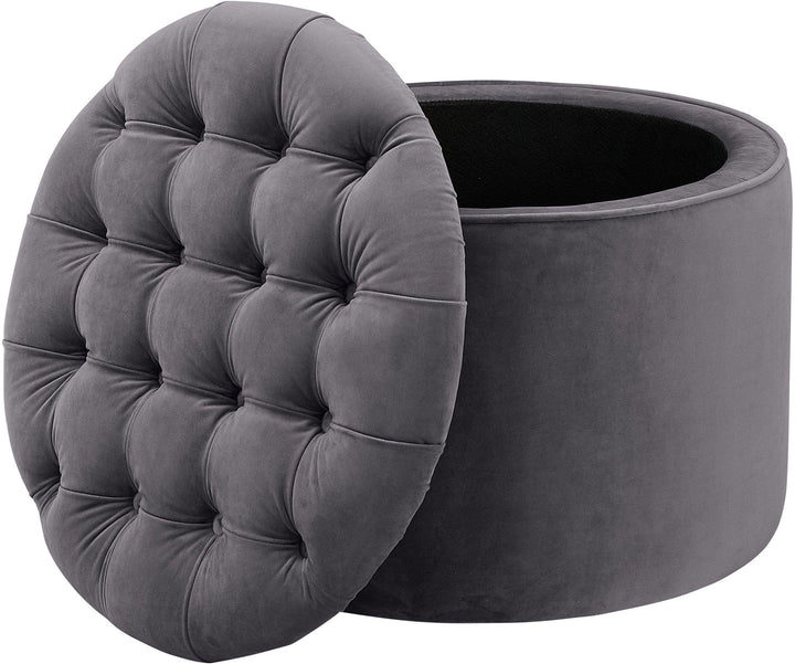 Queen Grey Velvet Storage Ottoman