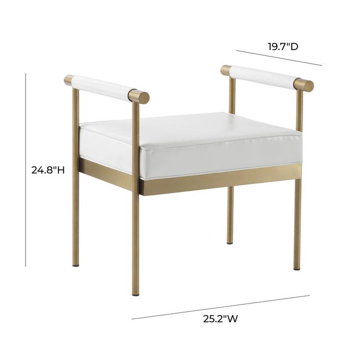 Diva White Performance Vegan Leather Bench