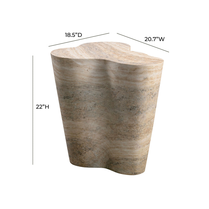 Slab Faux Travertine Tall Side Table