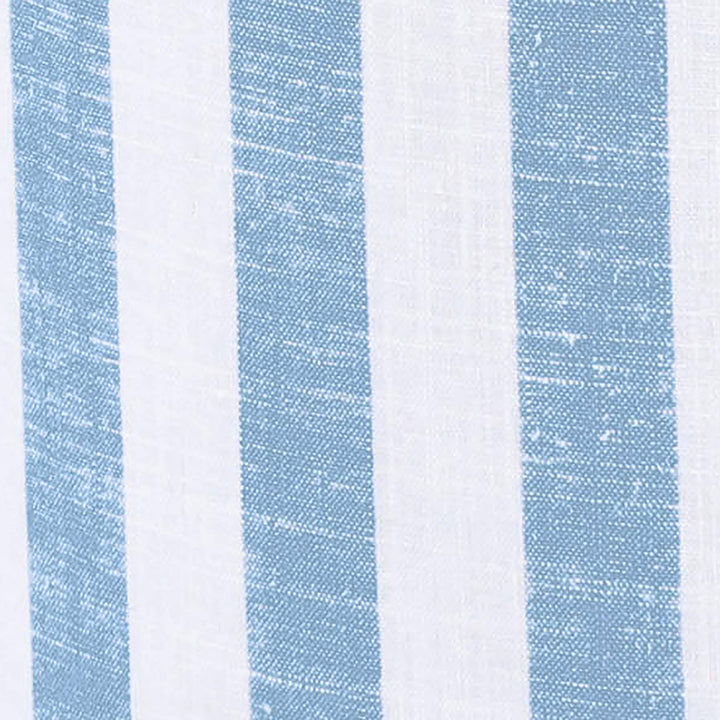 Dex Pastel Blue Striped Linen Ottoman