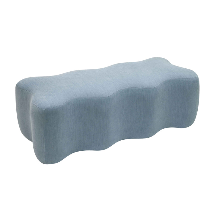 Archie Upholstered Bench in Faded Blue Linen