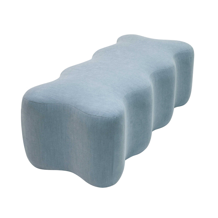 Archie Upholstered Bench in Faded Blue Linen