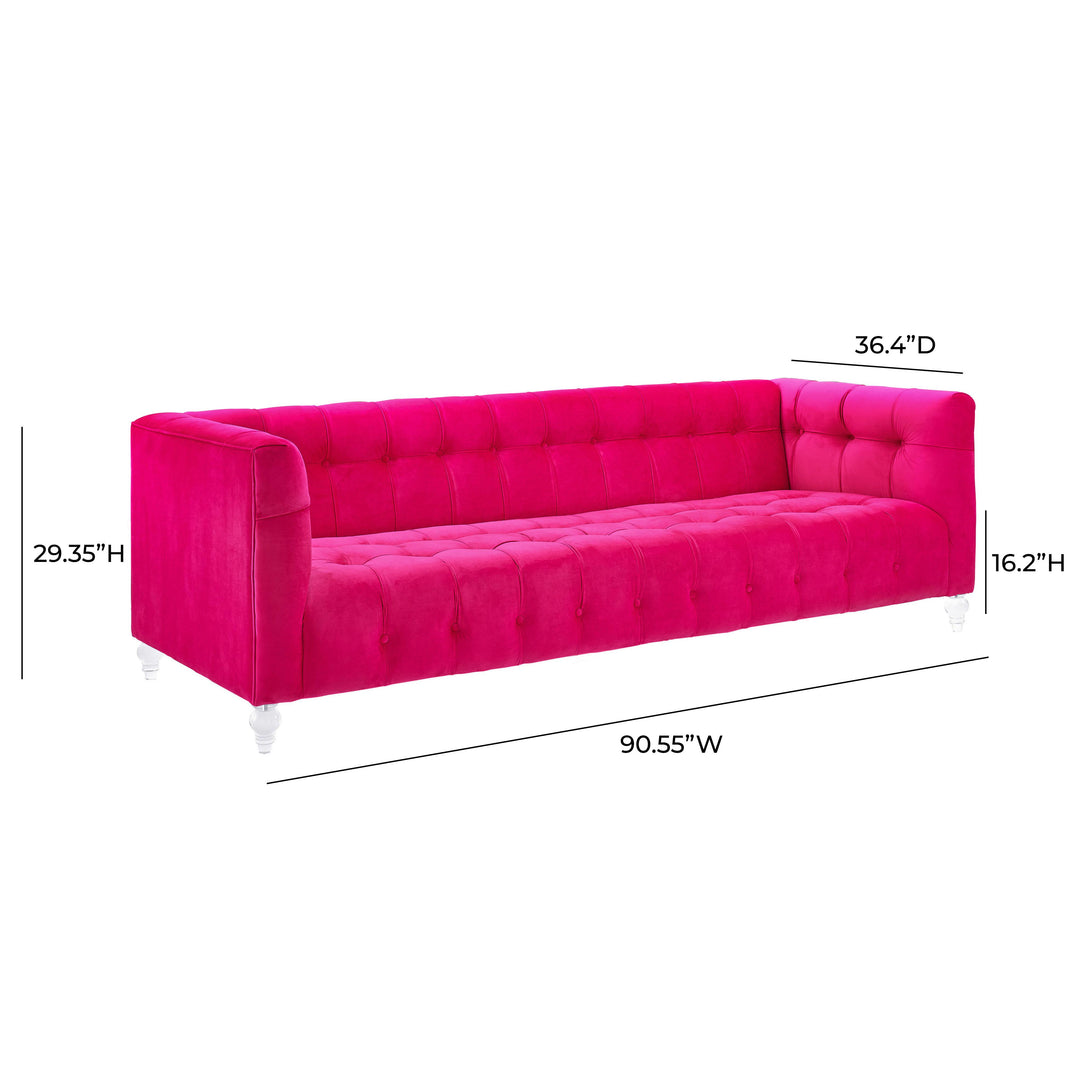 Bea Hot Pink Velvet Sofa