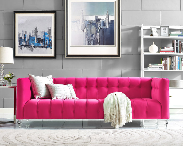 Bea Hot Pink Velvet Sofa