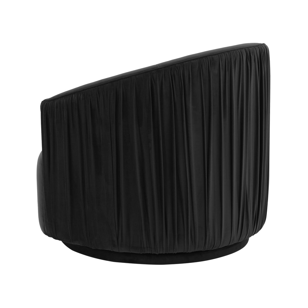 London Black Pleated Swivel Chair