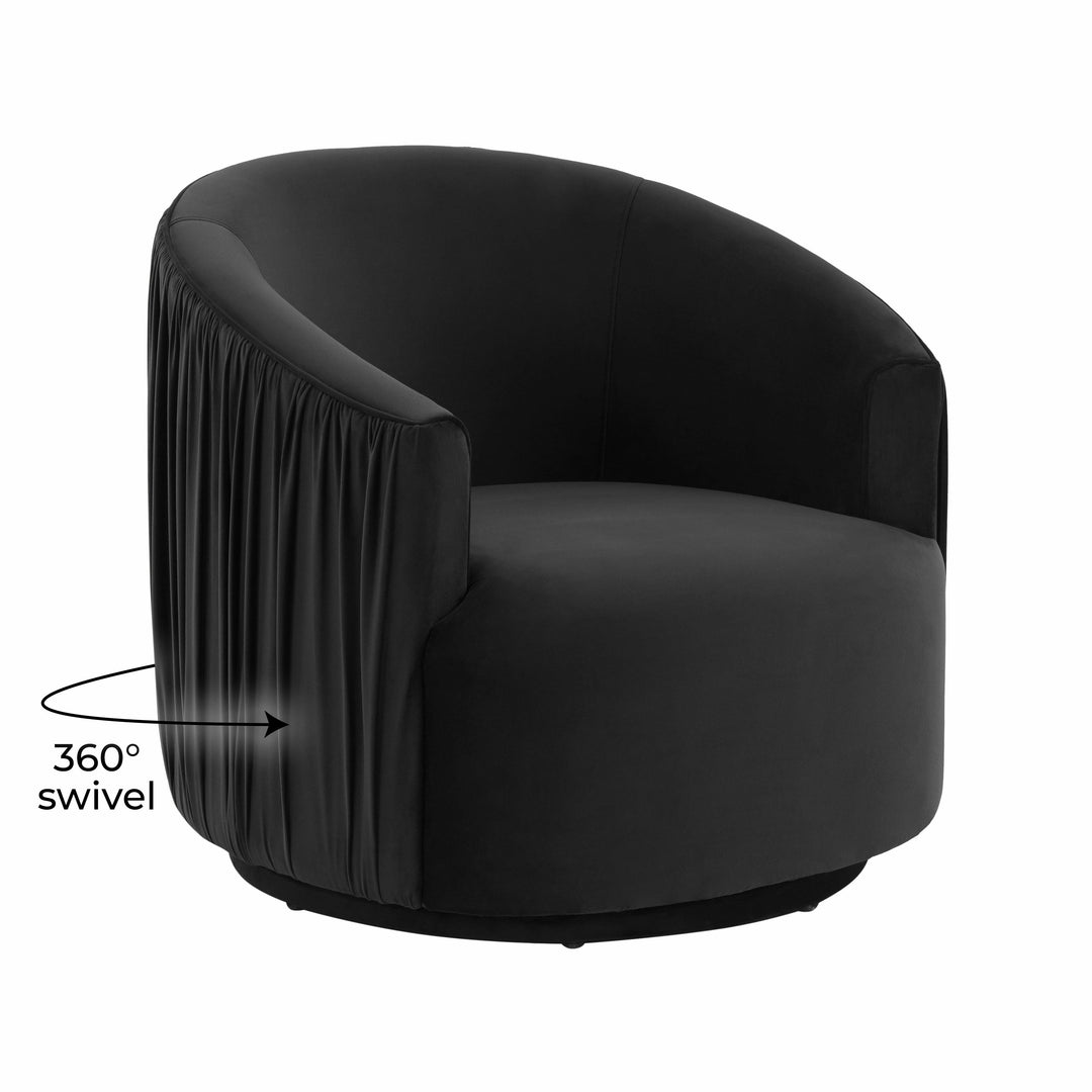 London Black Pleated Swivel Chair