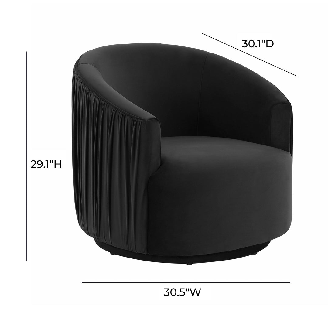 London Black Pleated Swivel Chair