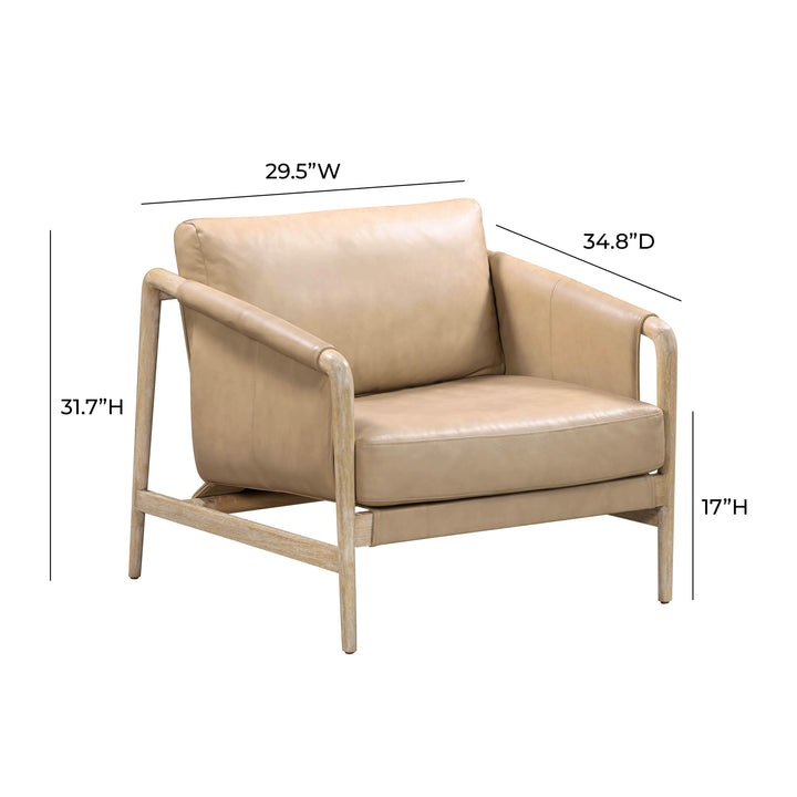 Chakka Tan Genuine Leather Accent Chair - UK