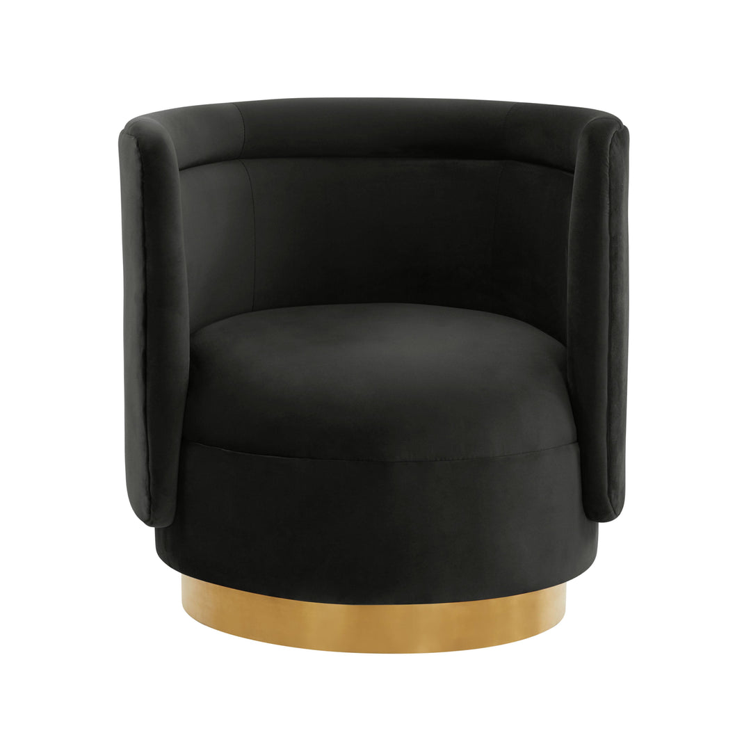 Remy Black Velvet Swivel Chair