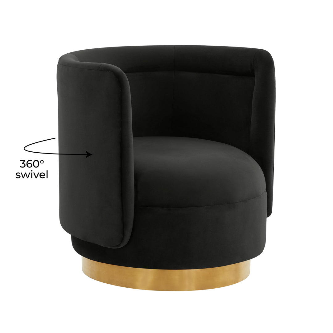 Remy Black Velvet Swivel Chair