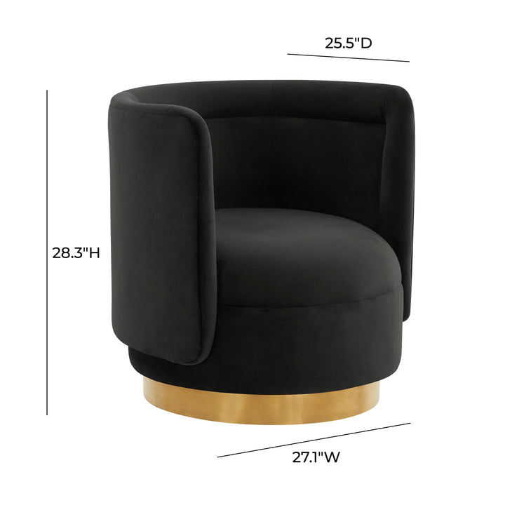 Remy Black Velvet Swivel Chair