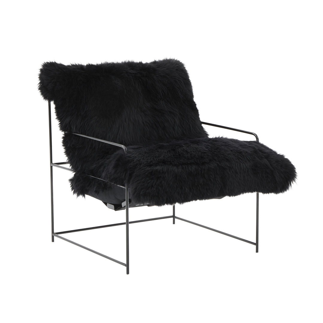 Kimi Black Genuine Sheepskin Chair