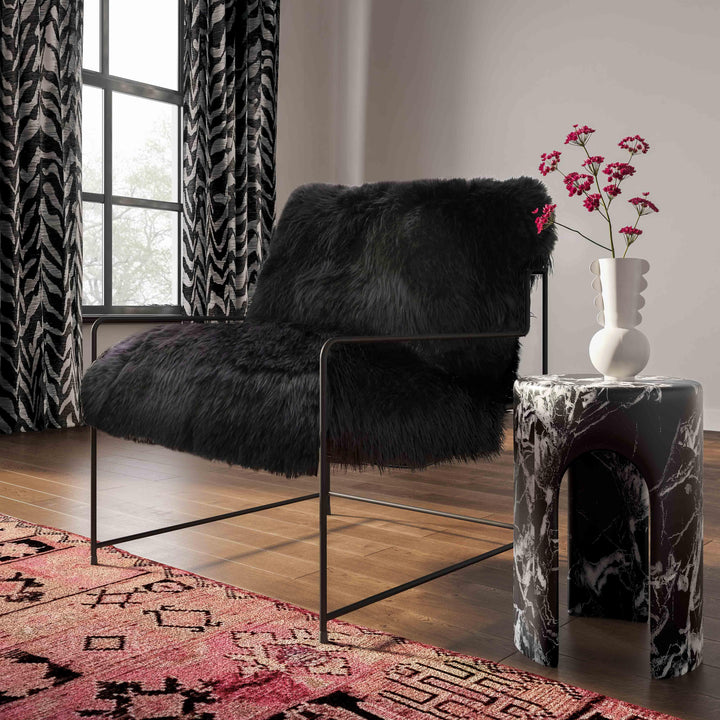 Kimi Black Genuine Sheepskin Chair