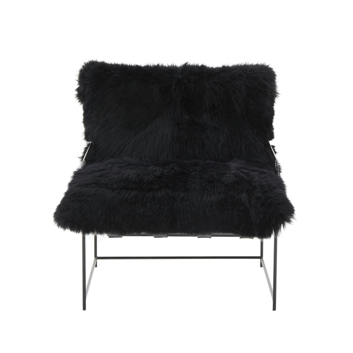 Kimi Black Genuine Sheepskin Chair