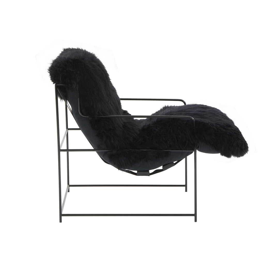 Kimi Black Genuine Sheepskin Chair