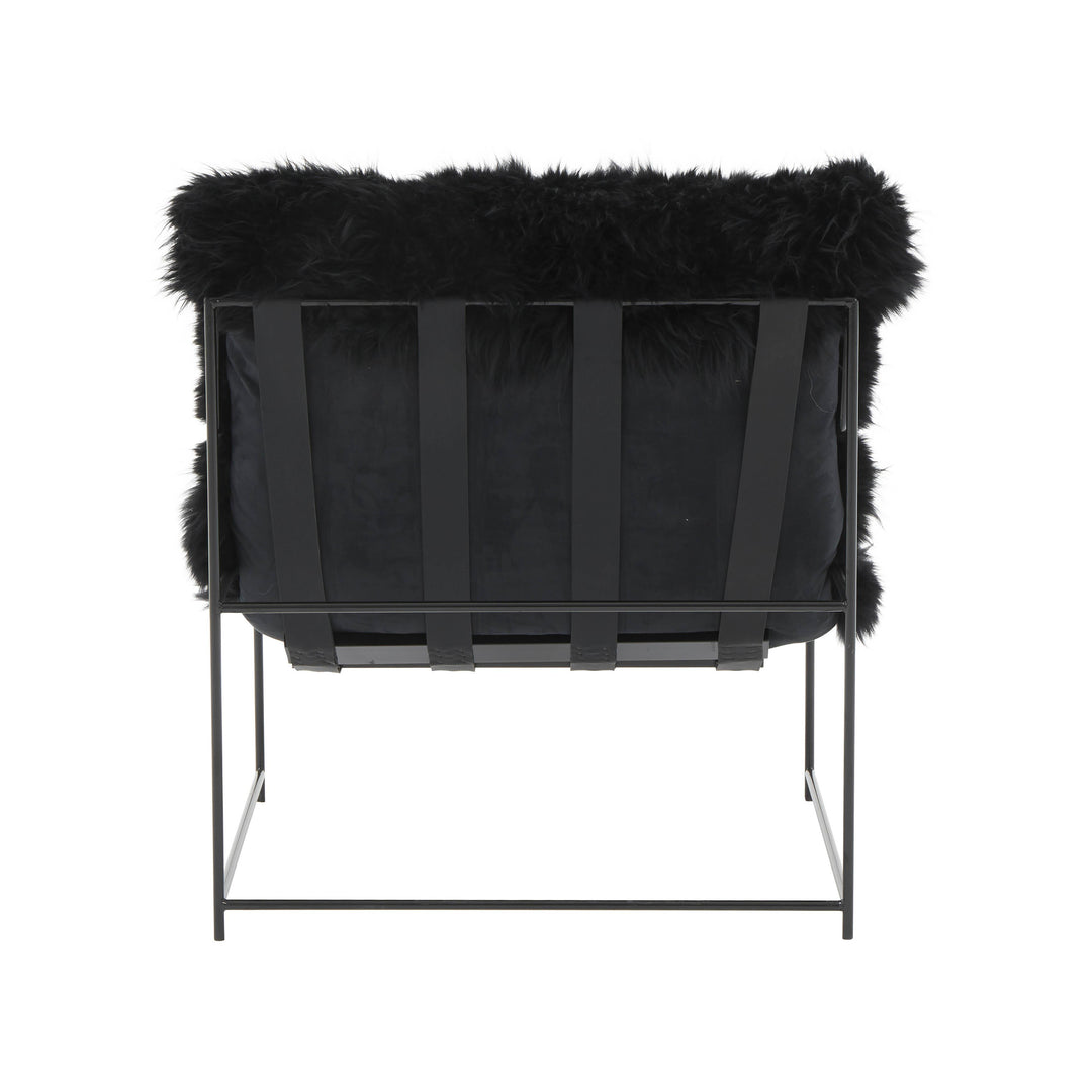 Kimi Black Genuine Sheepskin Chair