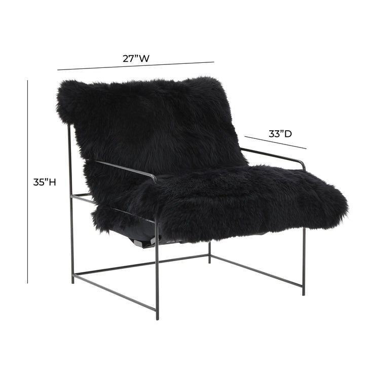 Kimi Black Genuine Sheepskin Chair